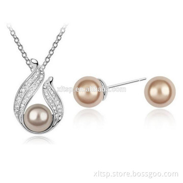 Hottest cubic zirconia and pearl alibaba women fashion jewelry set